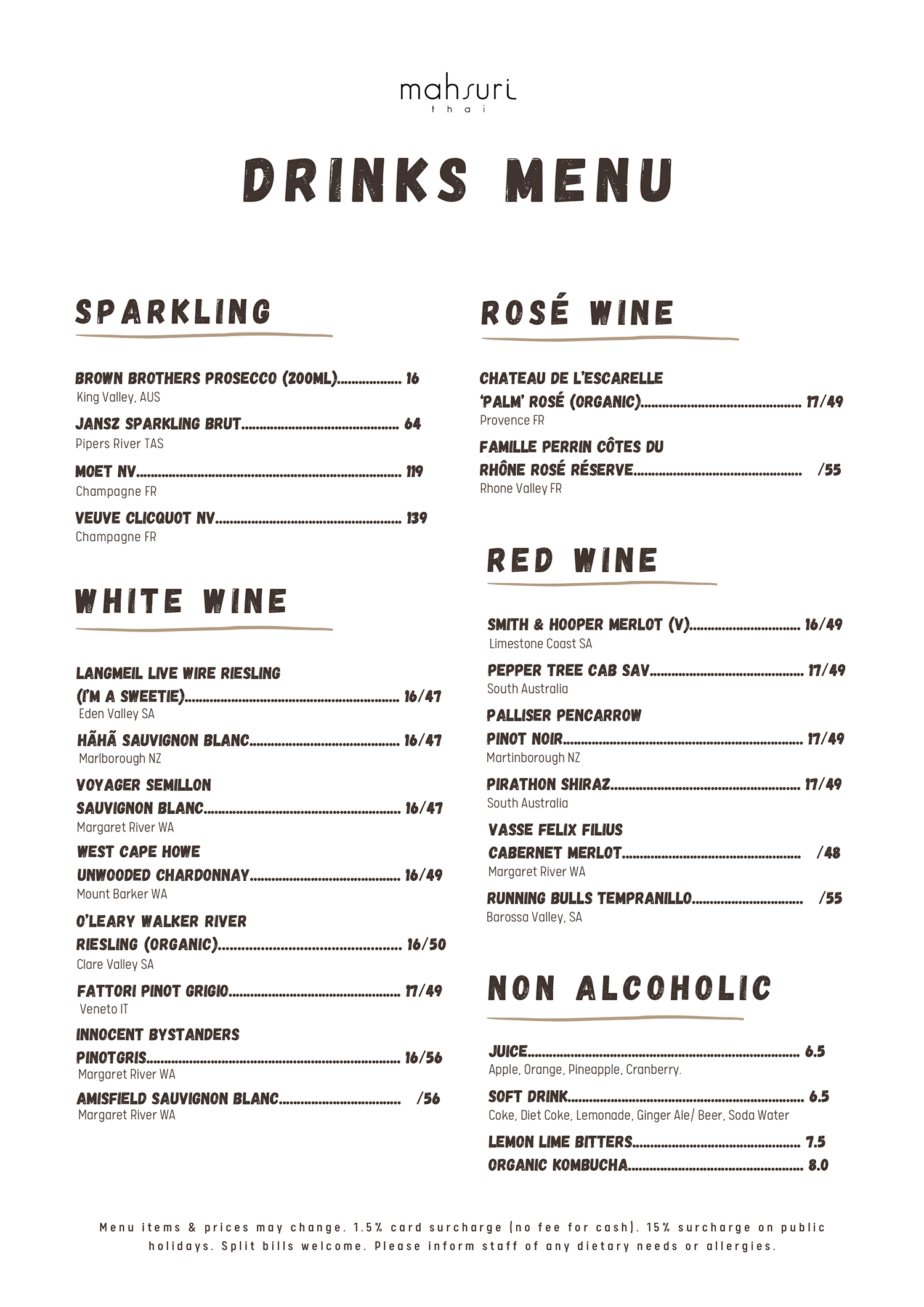 mahsuri drinks menu 260626